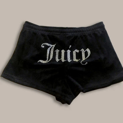 Y2K shorts Harajuku rhinestone letter print fashionable retro sports pant New Women