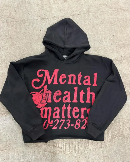 High Street Trendy Streetwear Harajuku Retro Letter Print Colorful Hoodie Men Casual Oversized Sweatshirt Women