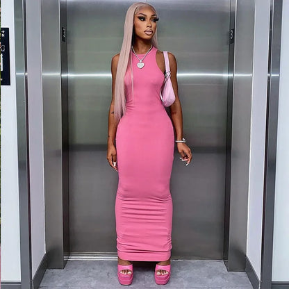Ribbed Sexy Y2K Clothes Sleeveless Dresses For Women Party Streetwear Elegant Outfits