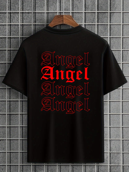 ANGEL Men's Graphic Design Crew Neck Active T-shirt, Comfy Tee
