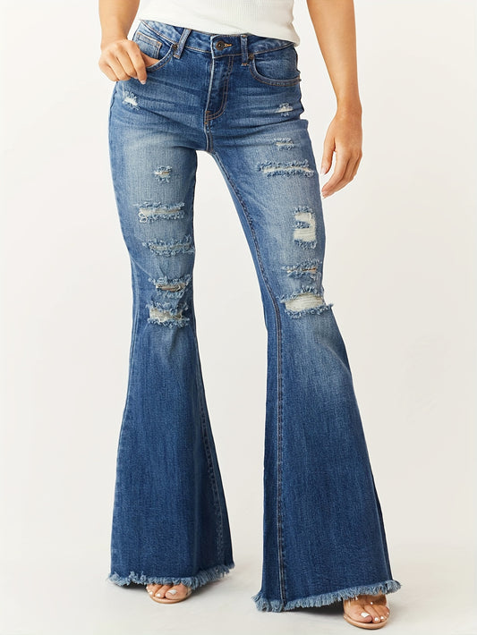 Fashionable Flared Leg Jeans - Vintage Casual Style for Women