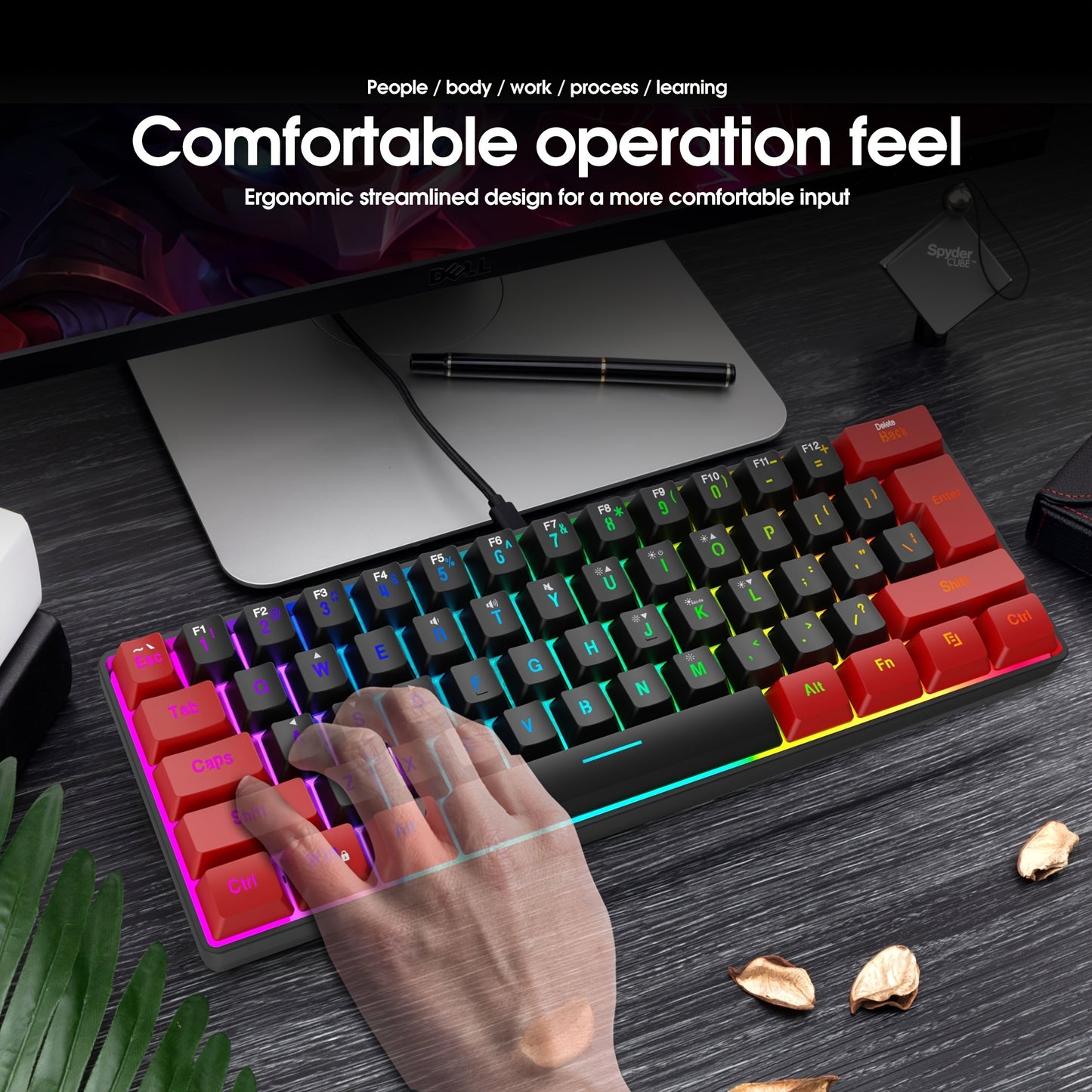 Wired Gaming Keyboard, Small RGB Backlit  Gaming Keyboard, Ultra-Compact Mini Keyboard
