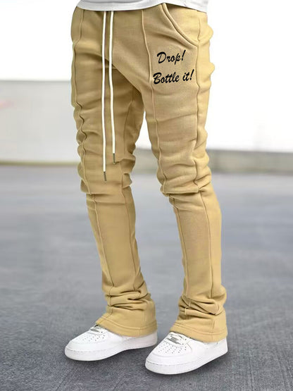 Mens Graphic Flared Sweatpants - Comfort-fit Elastic Waist & Drawstring - Roomy Pockets