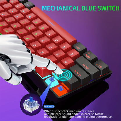 61-Key Mechanical Wired Mechanical Gaming Keyboard, Blue Light Keyboard