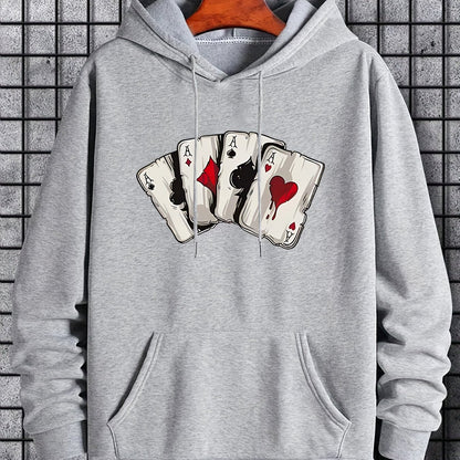 Ace Playing Card Graphic Men's Hoodie - Comfortable