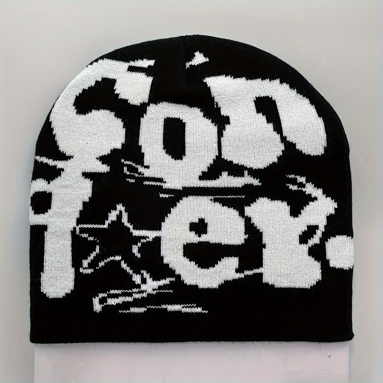 Y2K Beanie Cap, Warm graphic vintage Beanie