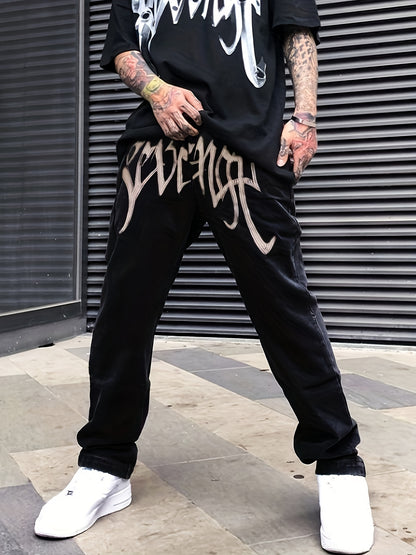 Loose Fit Men's Y2k Casual Jeans, Baggy Street Style