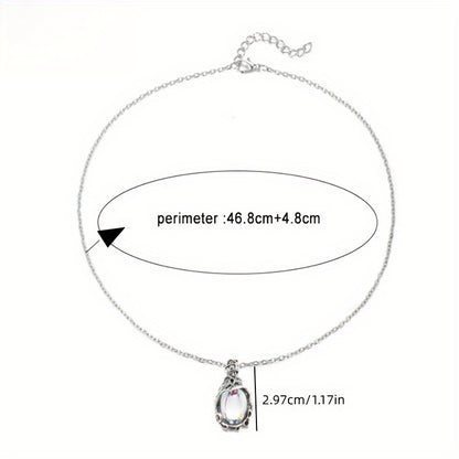 1pc Exquisite Moonstone Pendant Necklace - Bohemian Leaf Rattan Accessories for Women,