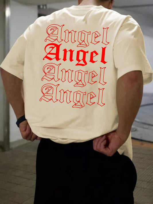 ANGEL Men's Graphic Design Crew Neck Active T-shirt, Comfy Tee