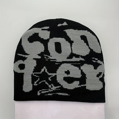 Y2K Beanie Cap, Warm graphic vintage Beanie