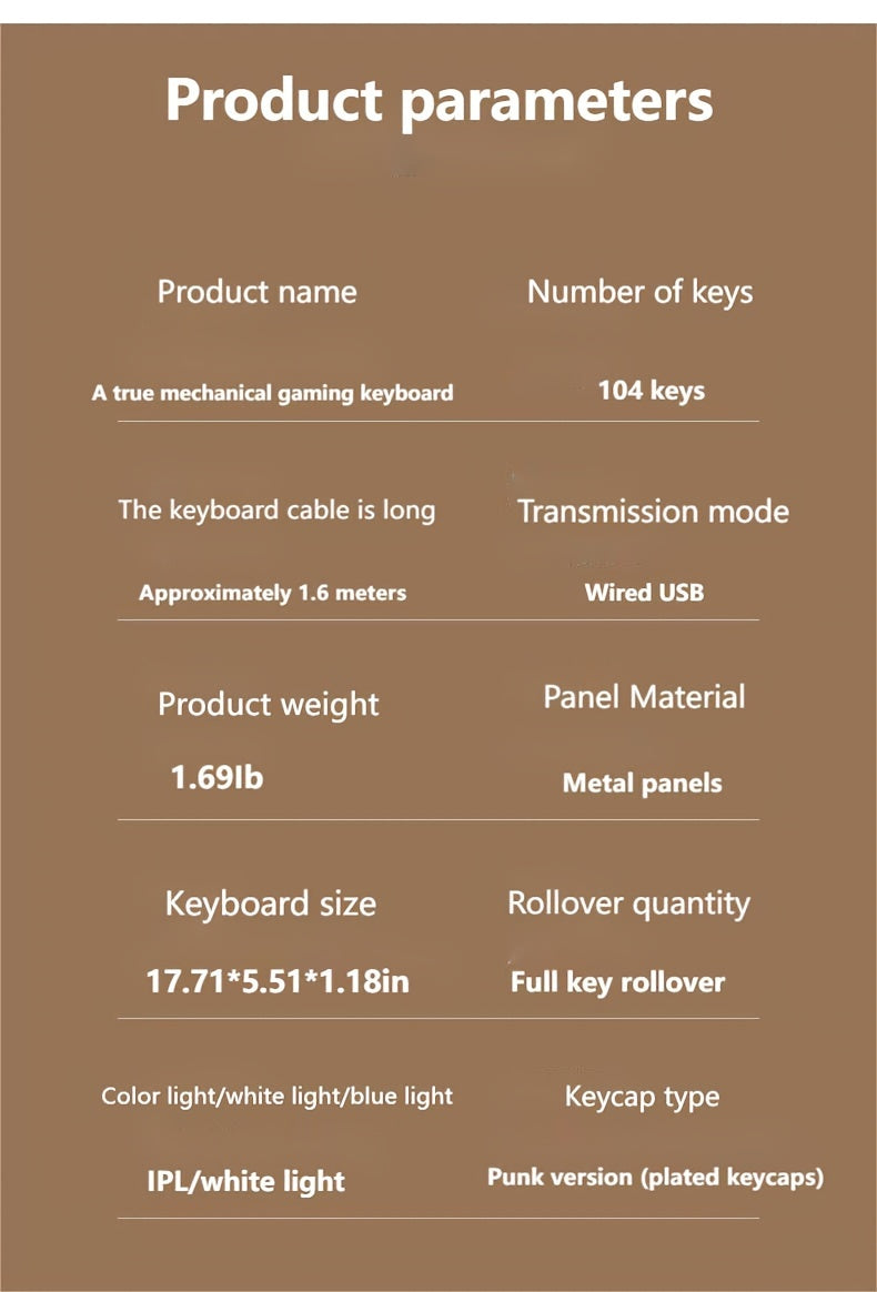 34 Kinds Of Lighting Effects, Real Mechanical Keyboard, Mouse, High Looks, USB, Wired