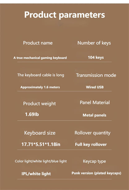 34 Kinds Of Lighting Effects, Real Mechanical Keyboard, Mouse, High Looks, USB, Wired