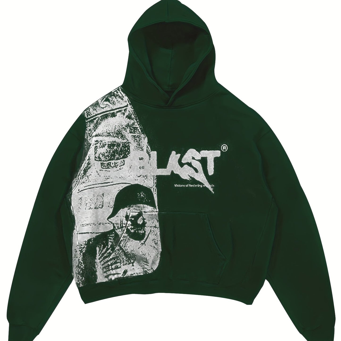 Y2K Style Hooded Pullover Sweatshirt with Kangaroo Pocket, Long Sleeve Polyester