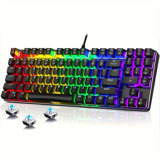 Mechanical Gaming Keyboard, Compact 89 Keys RGB Backlit