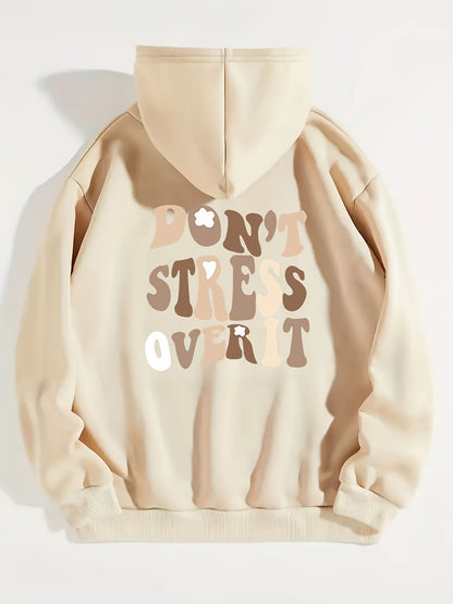 Graphic Long Sleeve Fleece Hooded Sweatshirts, Drawstring With Front Pocket