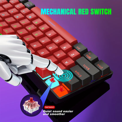 Wired Mechanical Keyboard, Mini Gaming Keyboard with 61 Red Switches Keys
