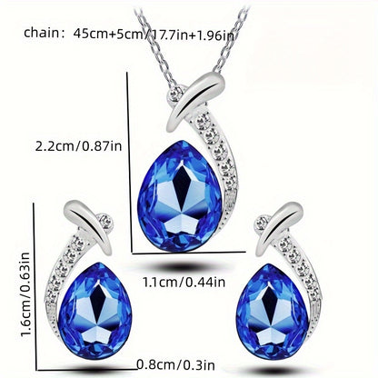 2pcs Set White K Plated Alloy Mermaid Necklace Earrings Set, Elegant Exquisite Zirconia