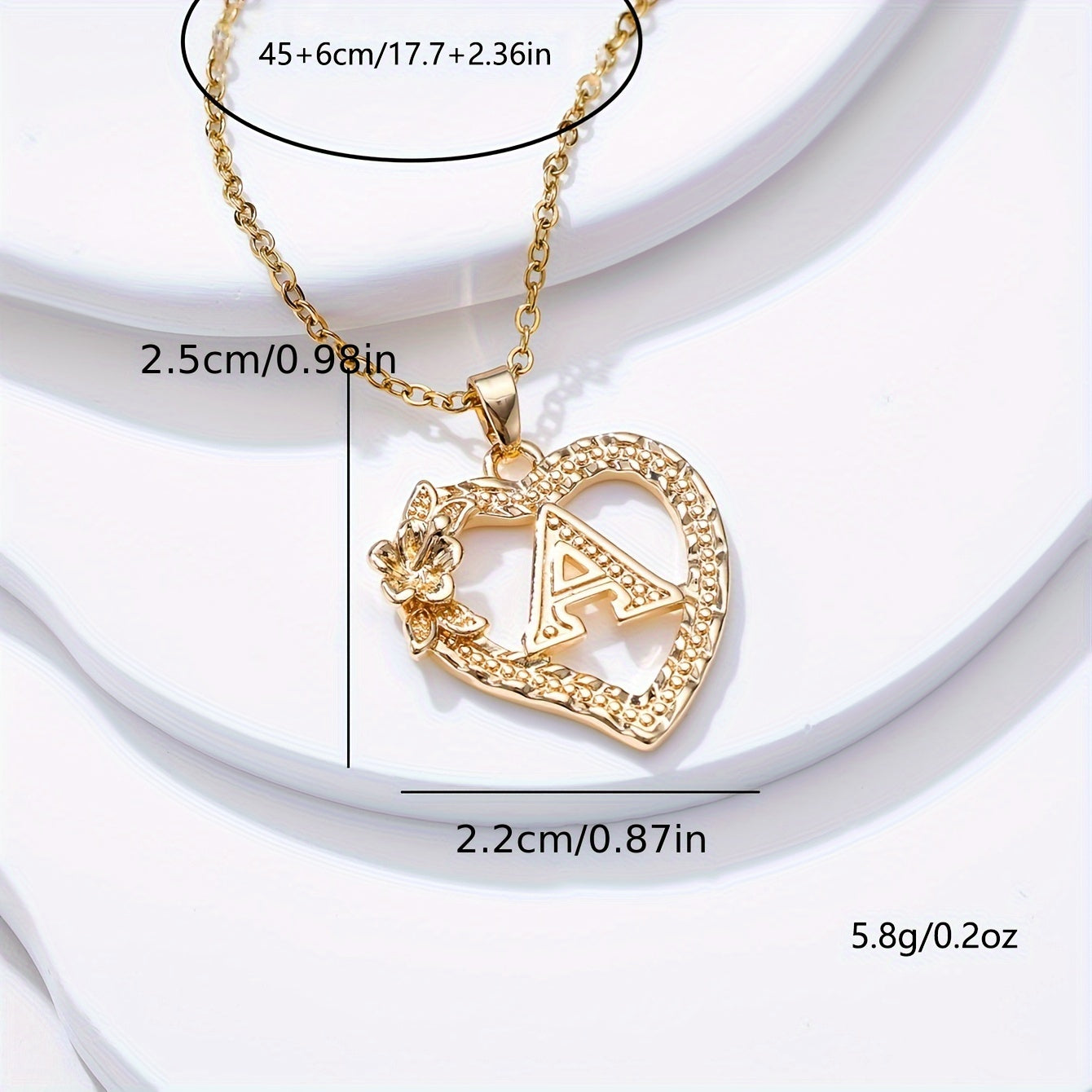Palace Style Love Flower Letter Pendant Necklace - One 26 Letter Necklaces A-Z Capital Letter