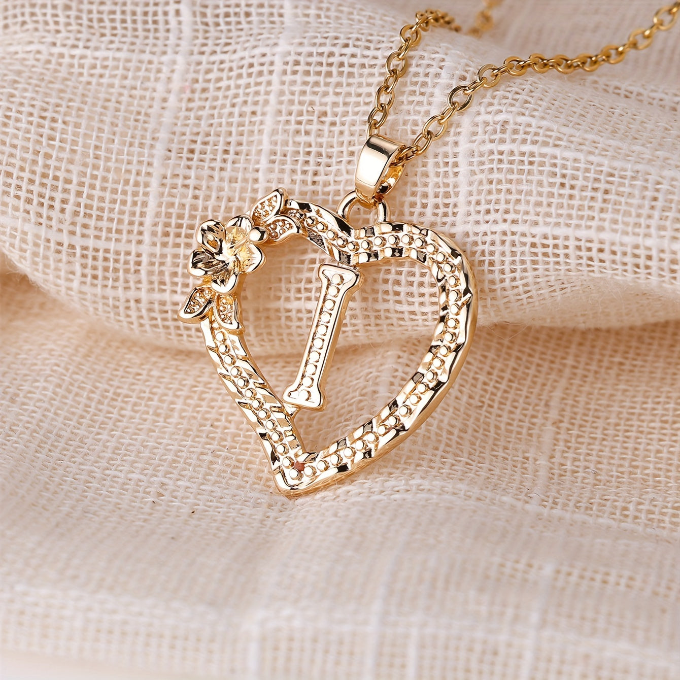 Palace Style Love Flower Letter Pendant Necklace - One 26 Letter Necklaces A-Z Capital Letter