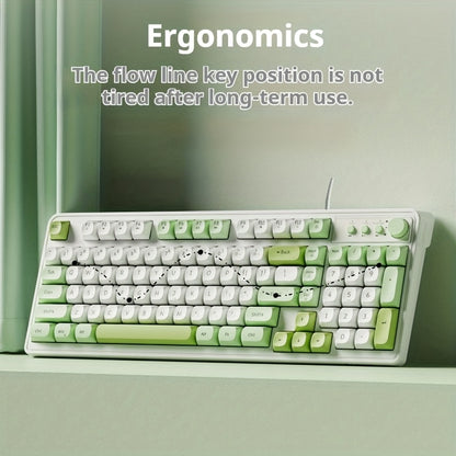 Wired Silent Gaming Keyboard with Rainbow Backlight, Quiet Typing Keys