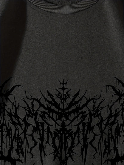 Mens Y2k Skeleton Thorns Graphic Sweatshirt - Comfortable Stretch Pullover