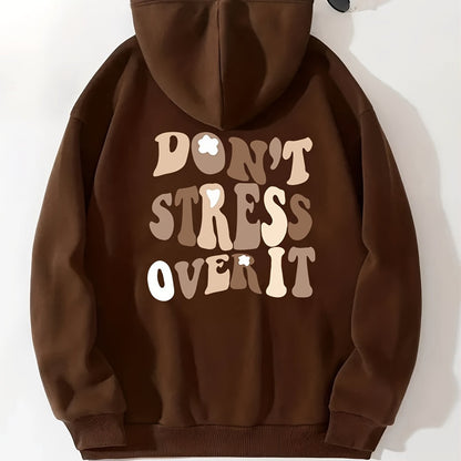 Graphic Long Sleeve Fleece Hooded Sweatshirts, Drawstring With Front Pocket