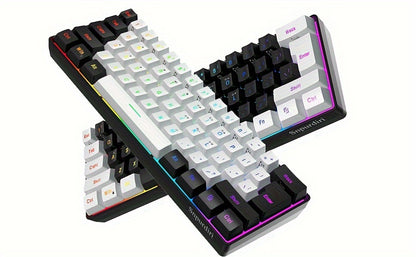 Wired Gaming Keyboard - Mini 61-Key, RGB Backlight, Suitable for PC/Mac