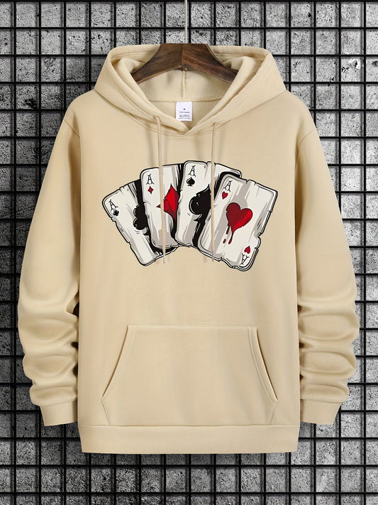 Ace Playing Card Graphic Men's Hoodie - Comfortable