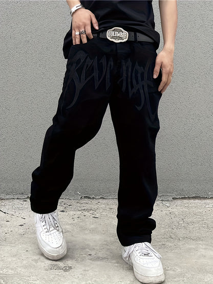Loose Fit Men's Y2k Casual Jeans, Baggy Street Style