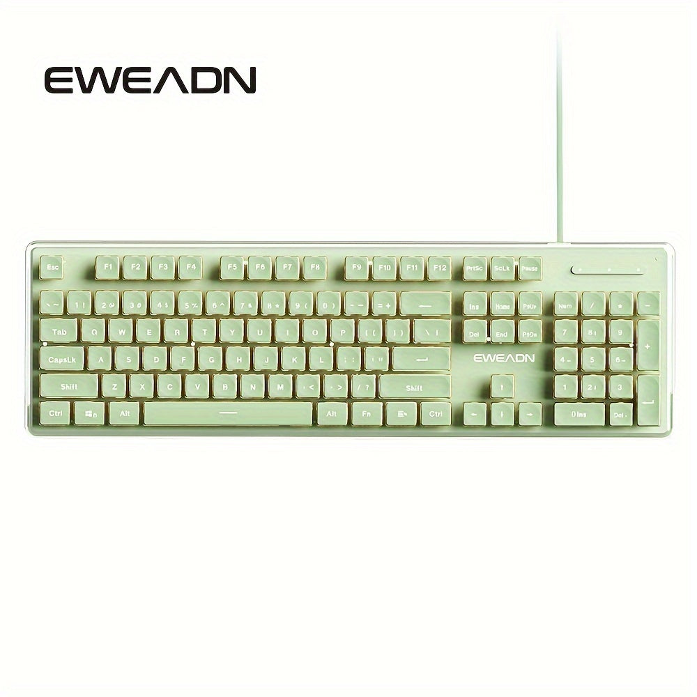Wired Keyboard | Full Size 104 Quiet Keys, Comfortable Typing with Pudding-Style Keycaps, Durable All-Metal Panel, Soft LED Backlight