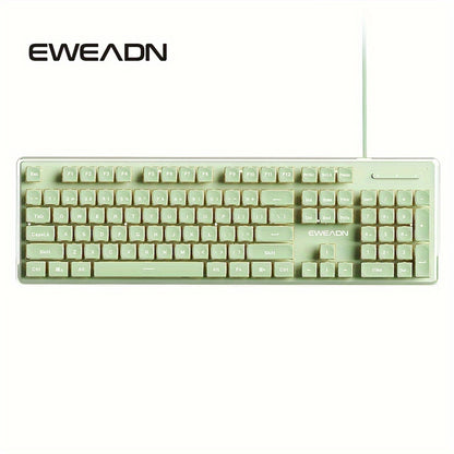Wired Keyboard | Full Size 104 Quiet Keys, Comfortable Typing with Pudding-Style Keycaps, Durable All-Metal Panel, Soft LED Backlight