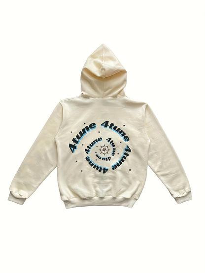 Y2K Letter & Star Print Sweatshirt, Long Sleeve Crew Neck Zip Up Hoodies Sweatshirts, Women's Clothing