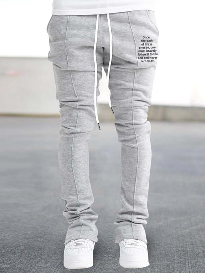 Mens Graphic Flared Sweatpants - Comfort-fit Elastic Waist & Drawstring - Roomy Pockets