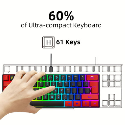 Wired Gaming Keyboard, Small RGB Backlit  Gaming Keyboard, Ultra-Compact Mini Keyboard