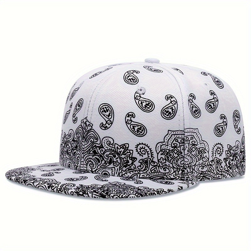 Vibrant  Paisley Print Snapback Hat Classic Solid ColorAdjustable Strap and Lightweight Design