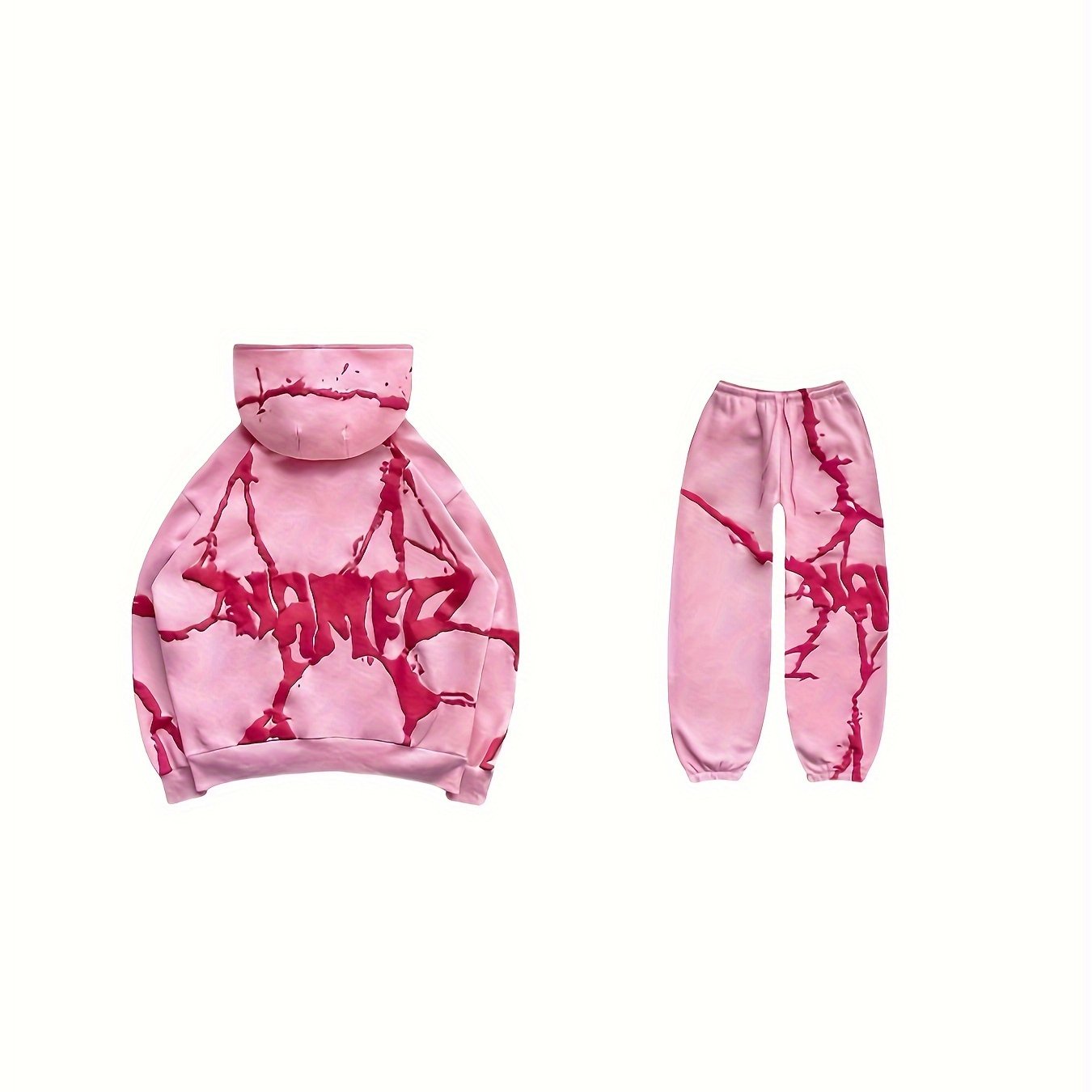 Fashion Designer Couple Men Women Sweatshirt Set Y2K Oversize Full Zip Up  Streetwear Vintage Puff Print Sweatshirts Menswear Oversized