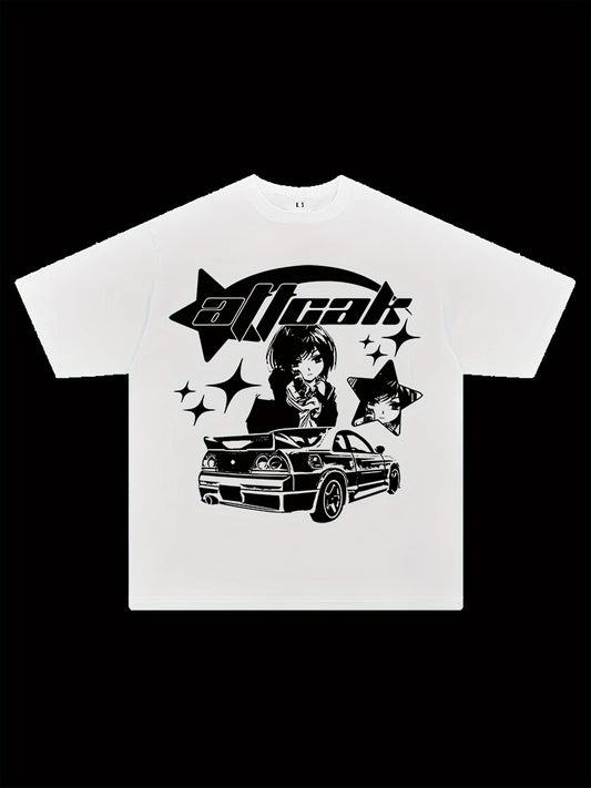 Y2K Graphic T-shirt, Short Sleeve Crew Neck Top