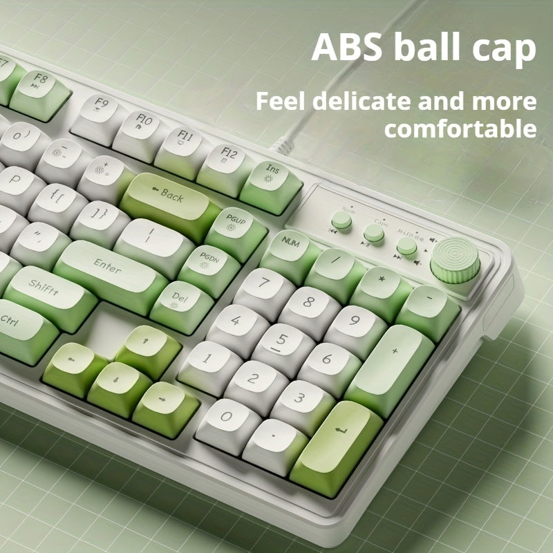 Wired Silent Gaming Keyboard with Rainbow Backlight, Quiet Typing Keys