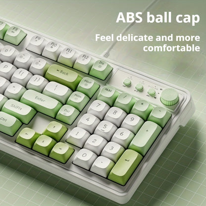 Wired Silent Gaming Keyboard with Rainbow Backlight, Quiet Typing Keys