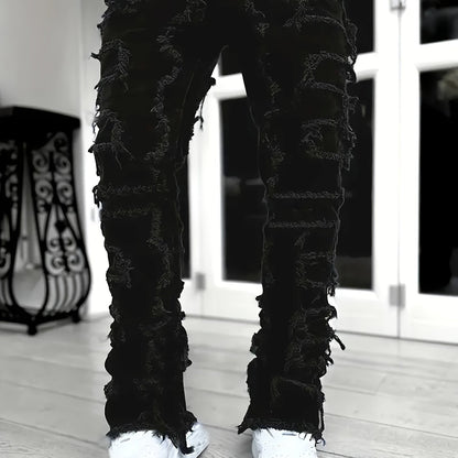 Y2k Style Trim Jeans, Men's Street Style Stretch Denim Pants