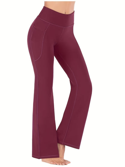 Seamless  Flared Leggings For Women, High Waist Pants With Pockets
