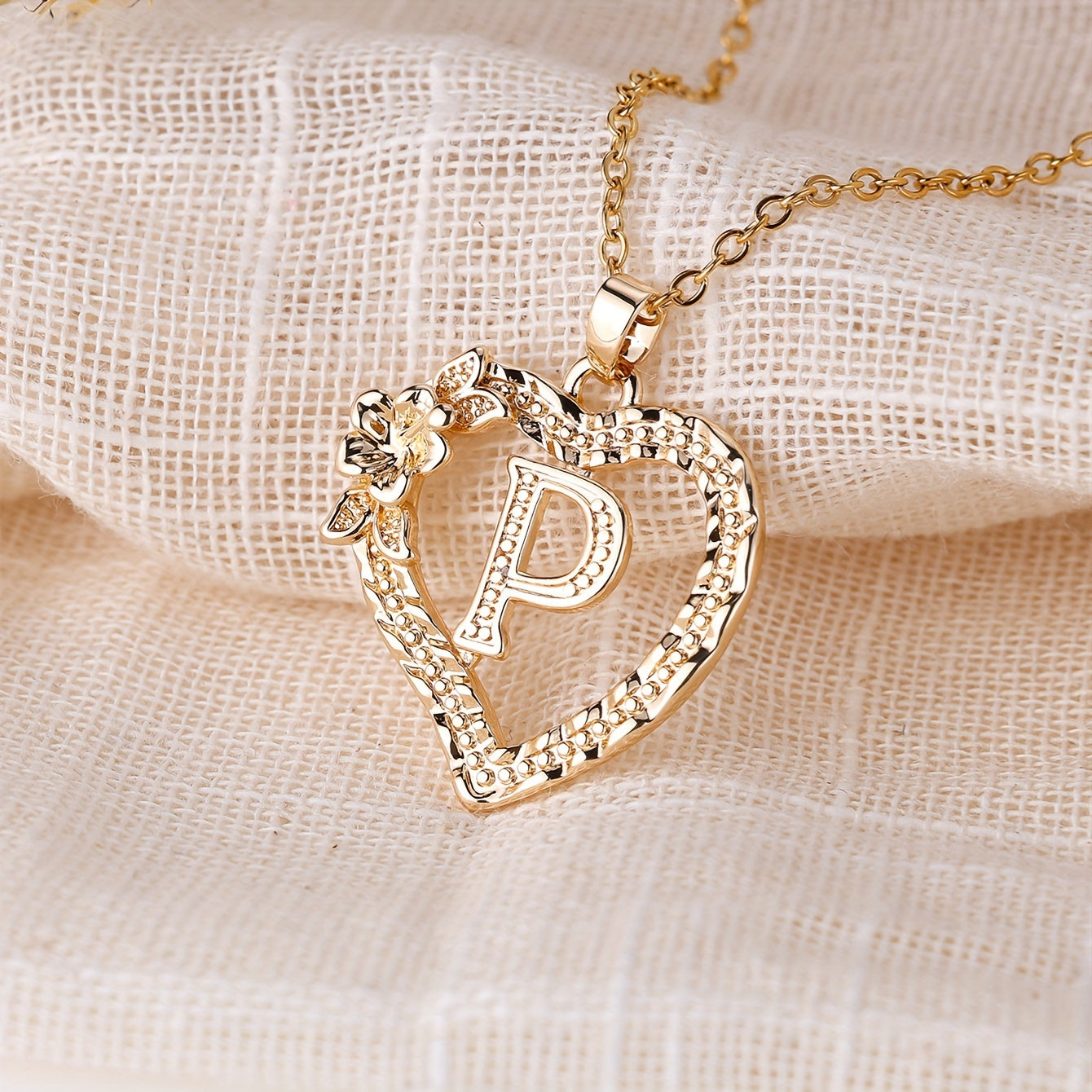 Palace Style Love Flower Letter Pendant Necklace - One 26 Letter Necklaces A-Z Capital Letter