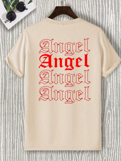 ANGEL Men's Graphic Design Crew Neck Active T-shirt, Comfy Tee