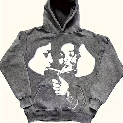 Y2K Figure Print Hoodie - Comfortable, Durable mens Pullover