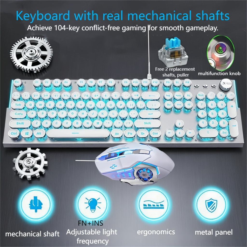 34 Kinds Of Lighting Effects, Real Mechanical Keyboard, Mouse, High Looks, USB, Wired