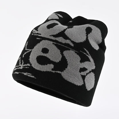 Y2K Beanie Cap, Warm graphic vintage Beanie