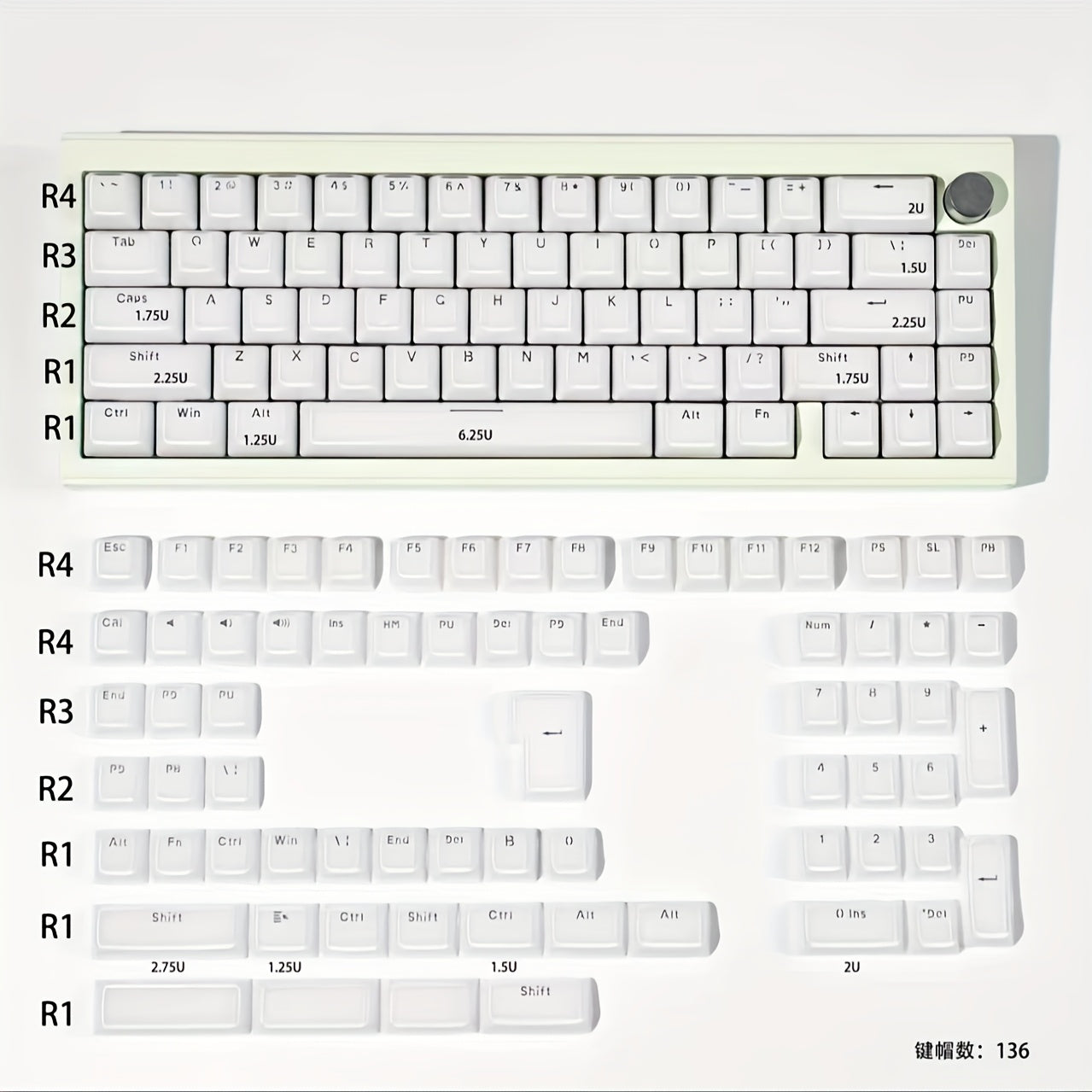 Crystal Keycaps Small Transparent Pudding Crystal Keycaps Engraved, Suitable for Mechanical Keyboards,