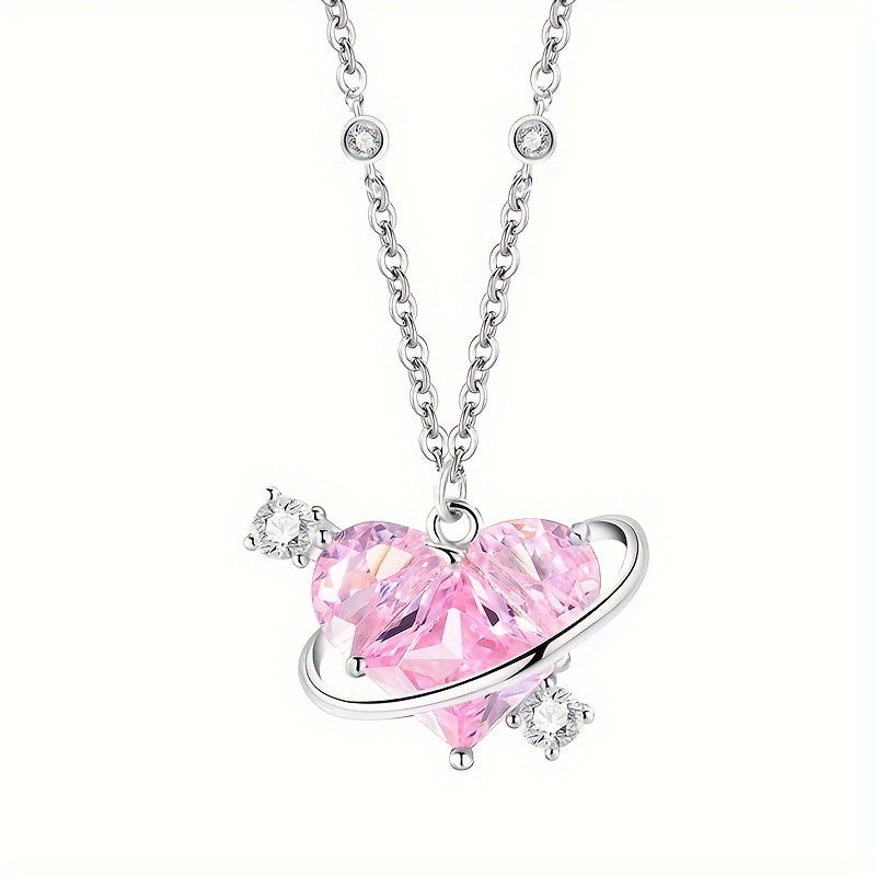 1pc Fashion Y2K Sweet Multicolor Love Rhinestone Pendant Necklace Exquisite Lovely Elegant Versatile For Women