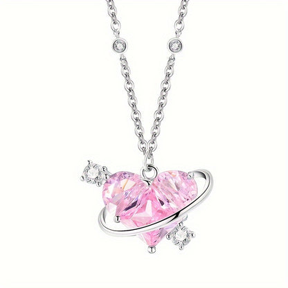 1pc Fashion Y2K Sweet Multicolor Love Rhinestone Pendant Necklace Exquisite Lovely Elegant Versatile For Women