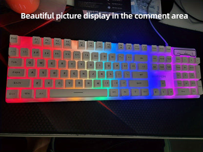 Silent Wired Gaming Keyboard, 104-Key Full Size Rainbow LED Backlit, Quiet Typing